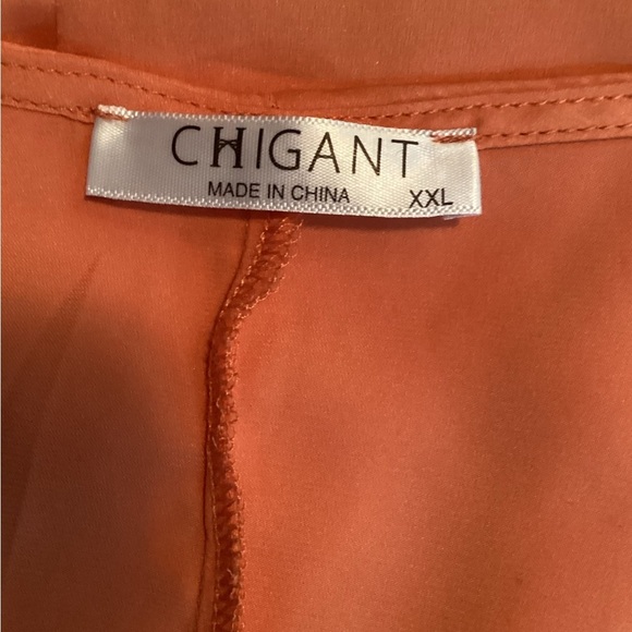 Gant Tangerine Satin V-Neck Blouse, Plus Size 2X - Picture 7 of 9